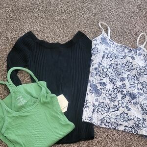 Black, Green, and Floral Women's Tops Bundle
